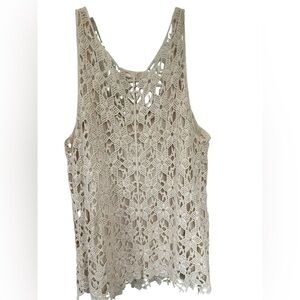 Kenar Cream Crochet Tank Top